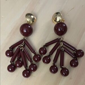 Vintage Gold and Brown Dangle Clip-on Earrings